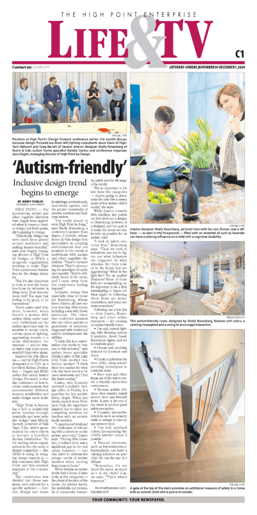 High Point Enterprise article on autism-friendly design